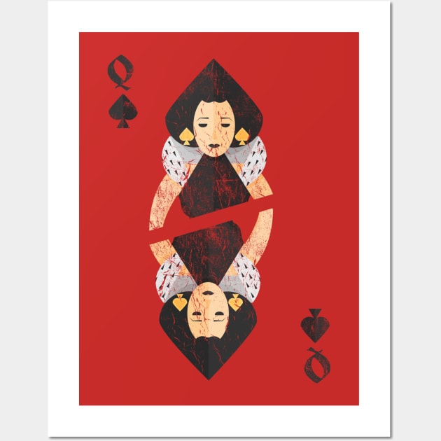 Retro Queen of Spades Playing Card Wall Art by vladocar